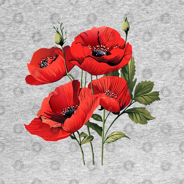 Red poppies flowers, beautiful poppy watercolor Holiday Decoration Birthday gifts and presents, american, traditional, anniversary, memory by sofiartmedia